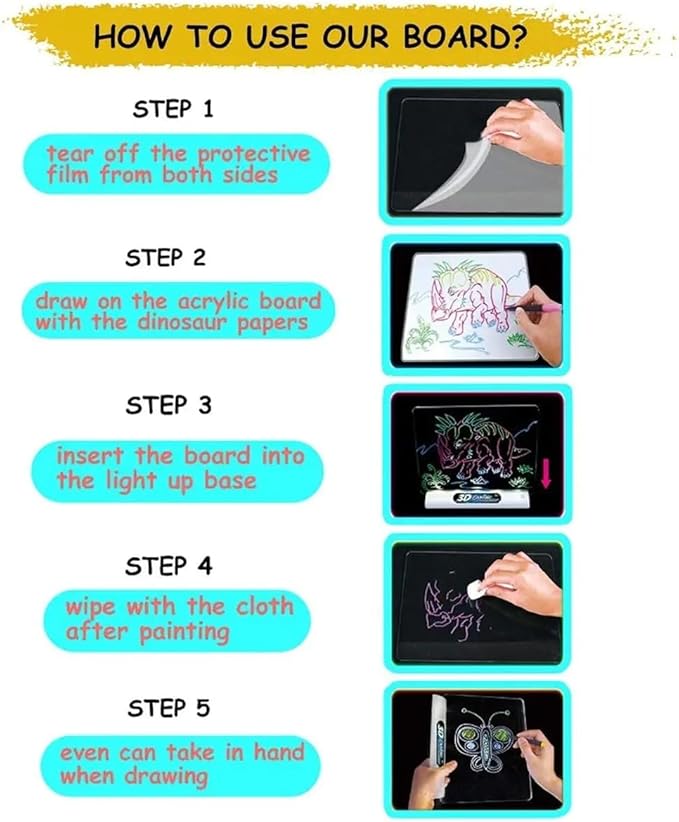 3D Magic Drawing Board With Lights