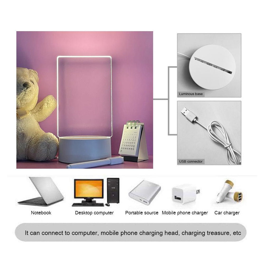 3D Transparent Calendar Table Writing Board Bed Lamp