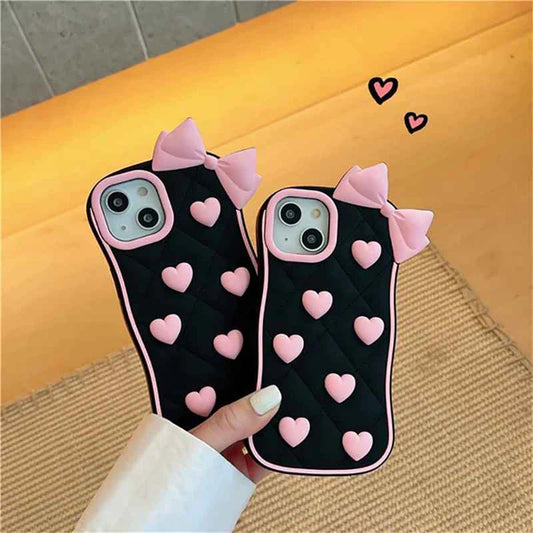 Iphone Pink Heart Bow Silicone Mobile Cases