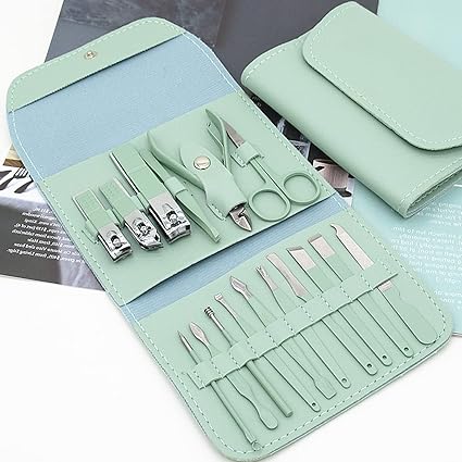 16 Pcs Pedicure Set With Leather Case