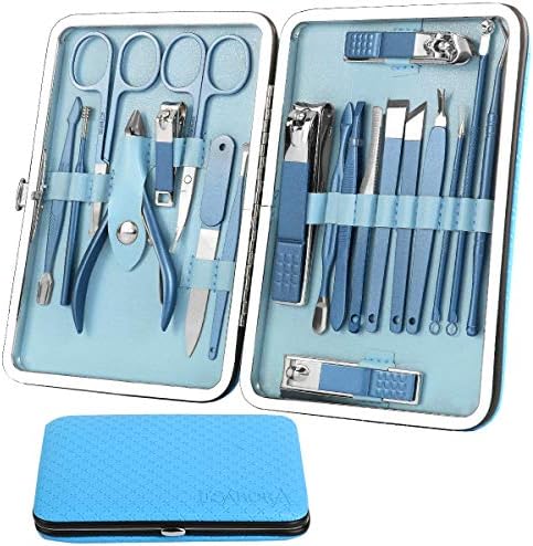 16 Pcs Pedicure Set With Leather Case