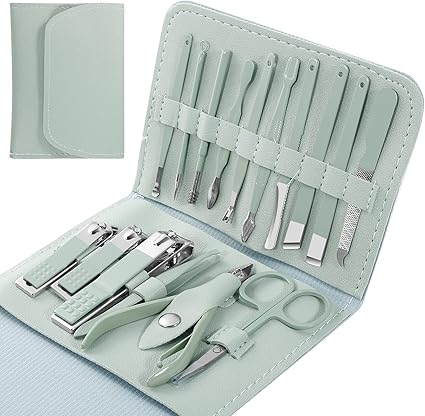 16 Pcs Pedicure Set With Leather Case