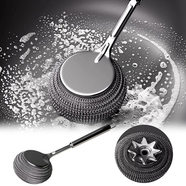 Long Handle Stainless Steel Wire Ball Cleaning Brush