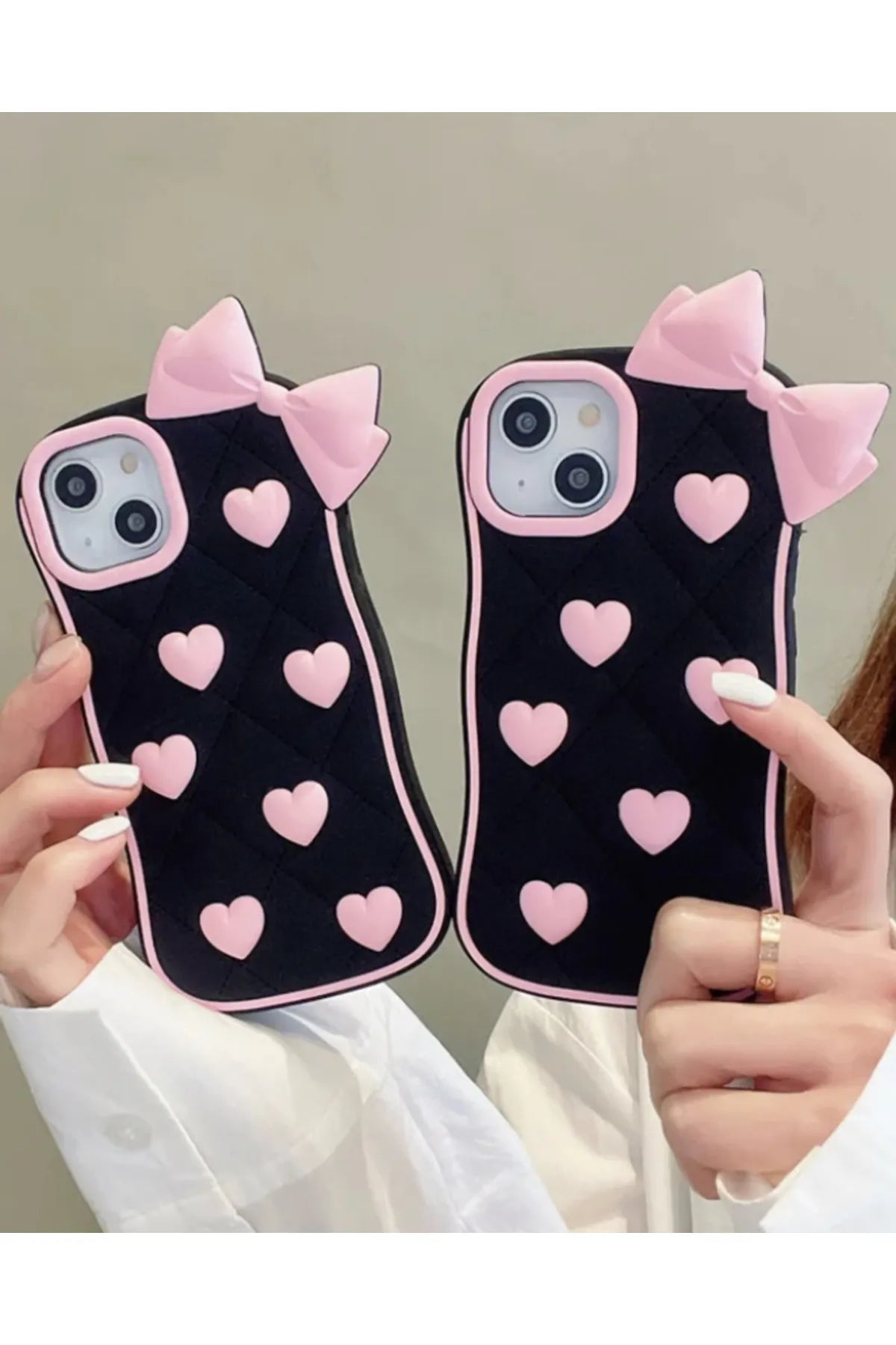 Iphone Pink Heart Bow Silicone Mobile Cases