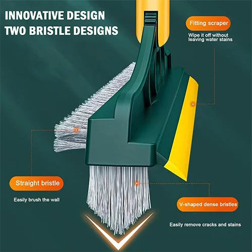 2 In 1 Long Handle Cleaning Brush Removable Wiper