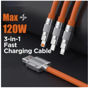 120W 6A 3in1 Type C Fast Charging Usb Cable