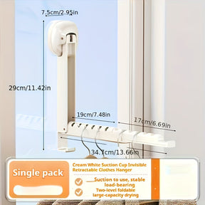 Wall Mounted Suction Cup Foldable Clothes Drying Rack