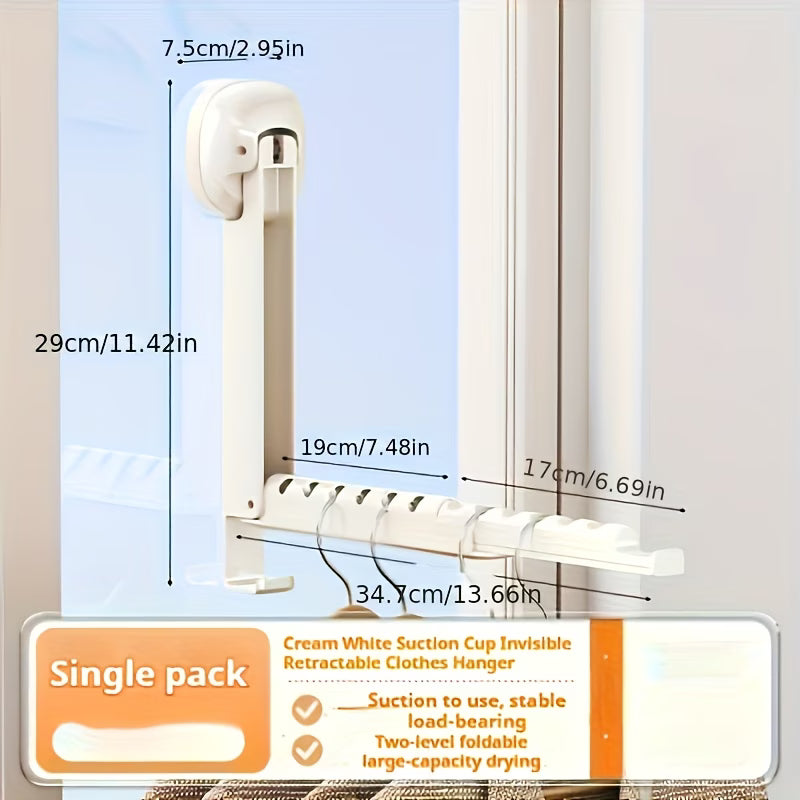 Wall Mounted Suction Cup Foldable Clothes Drying Rack