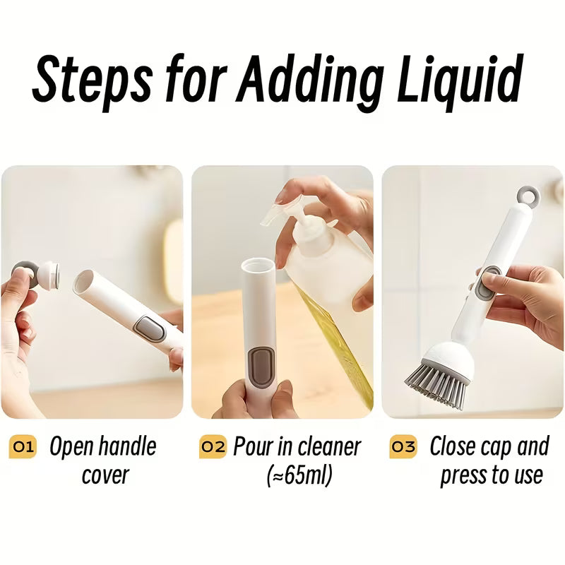 Adjustable Soap Dispensing Dish Brush for Sink & Cookware