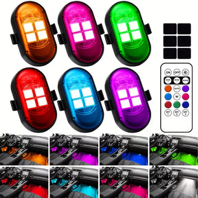 7 Colors  Magnetic Car Interior Stobe Lights With Remote Control
