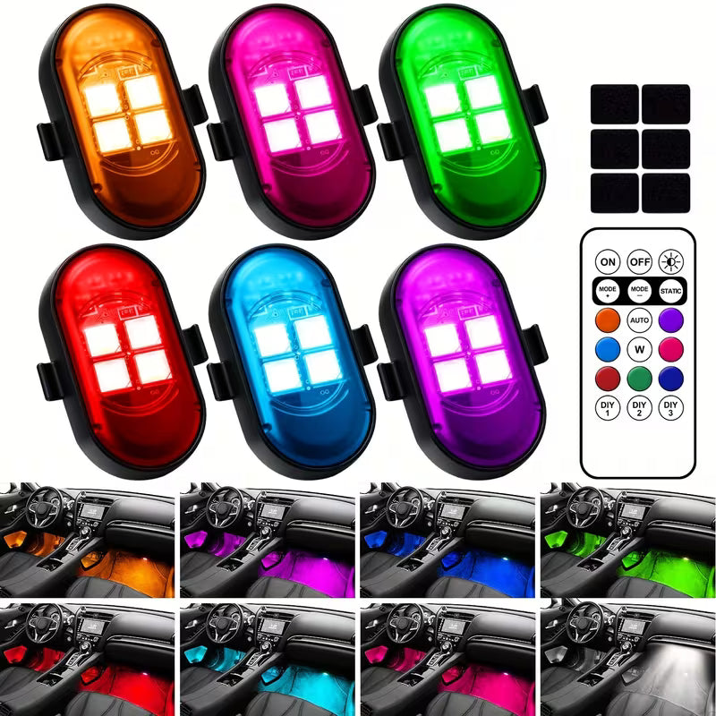 7 Colors  Magnetic Car Interior Stobe Lights With Remote Control