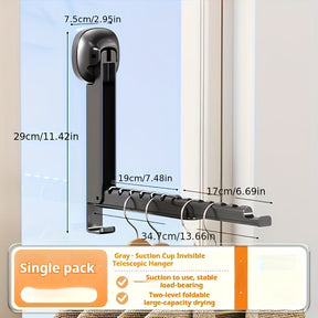 Wall Mounted Suction Cup Foldable Clothes Drying Rack