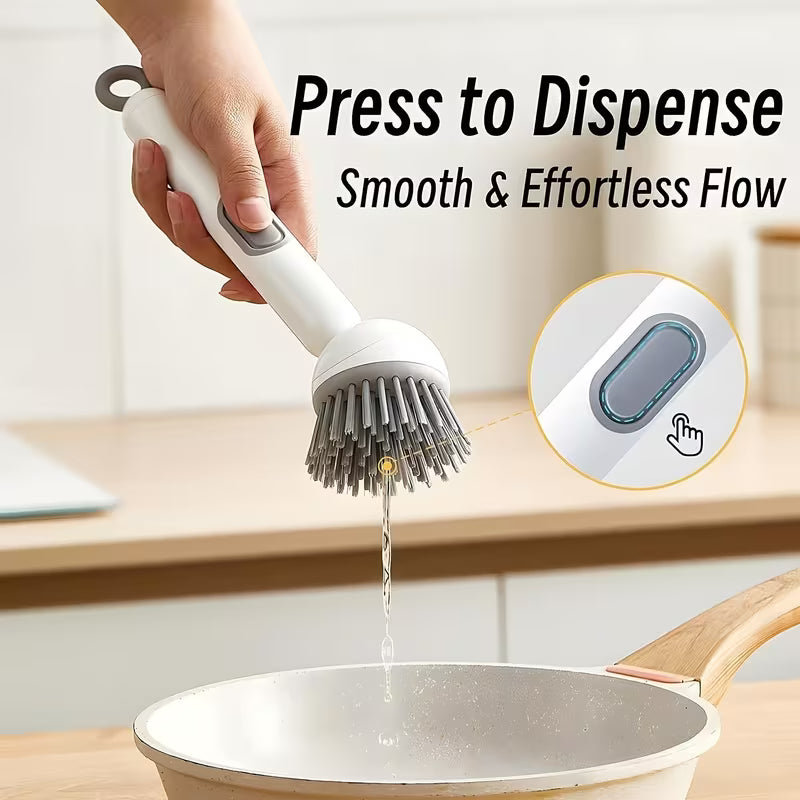 Adjustable Soap Dispensing Dish Brush for Sink & Cookware