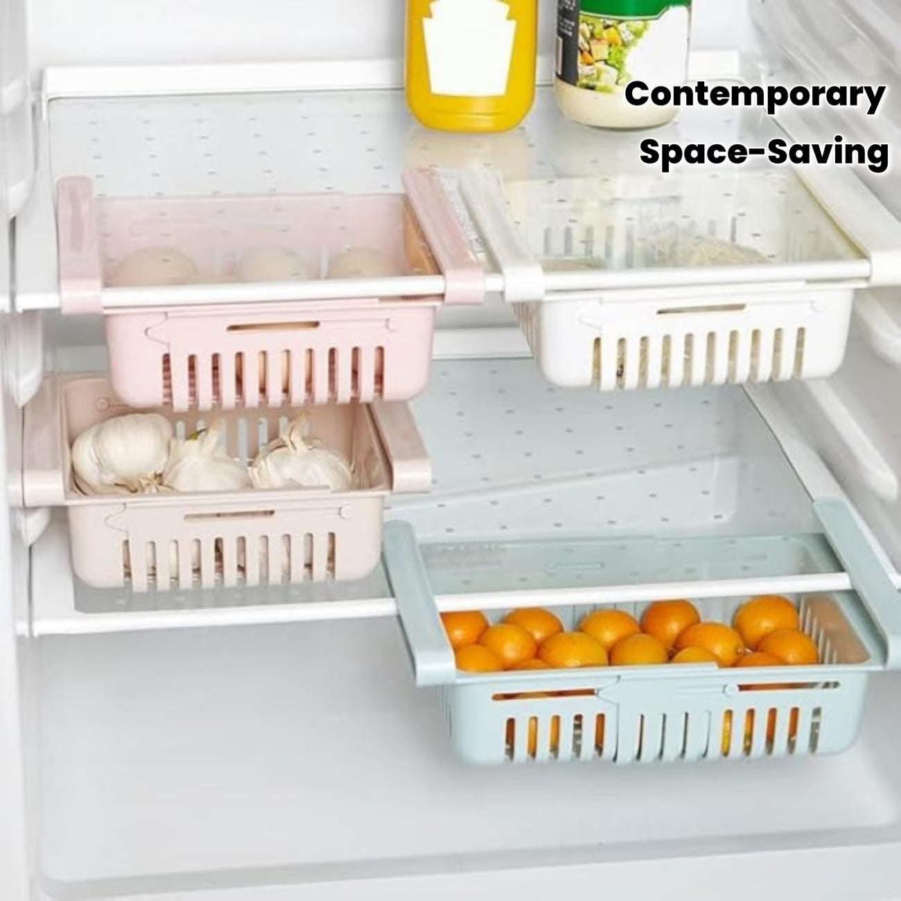 Adjustable Fridge Storage Basket (2 Pack)