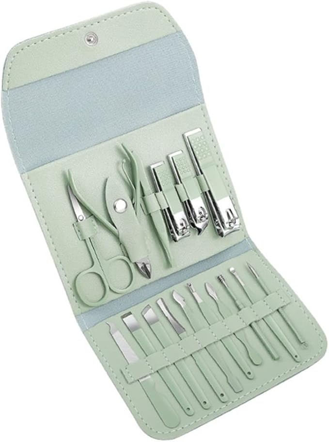 16 Pcs Pedicure Set With Leather Case