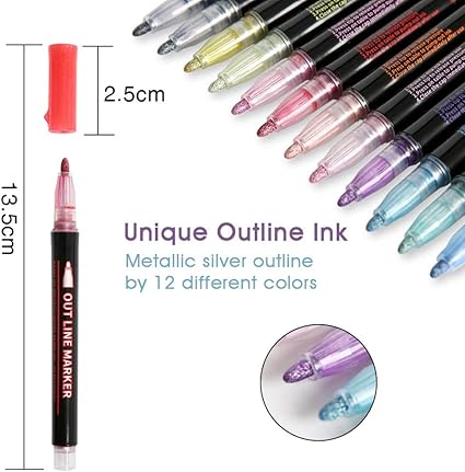 Outline Twelve Colours Double Line Marker