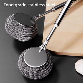 Long Handle Stainless Steel Wire Ball Cleaning Brush