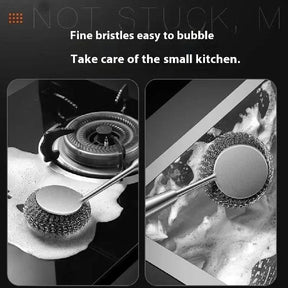 Long Handle Stainless Steel Wire Ball Cleaning Brush