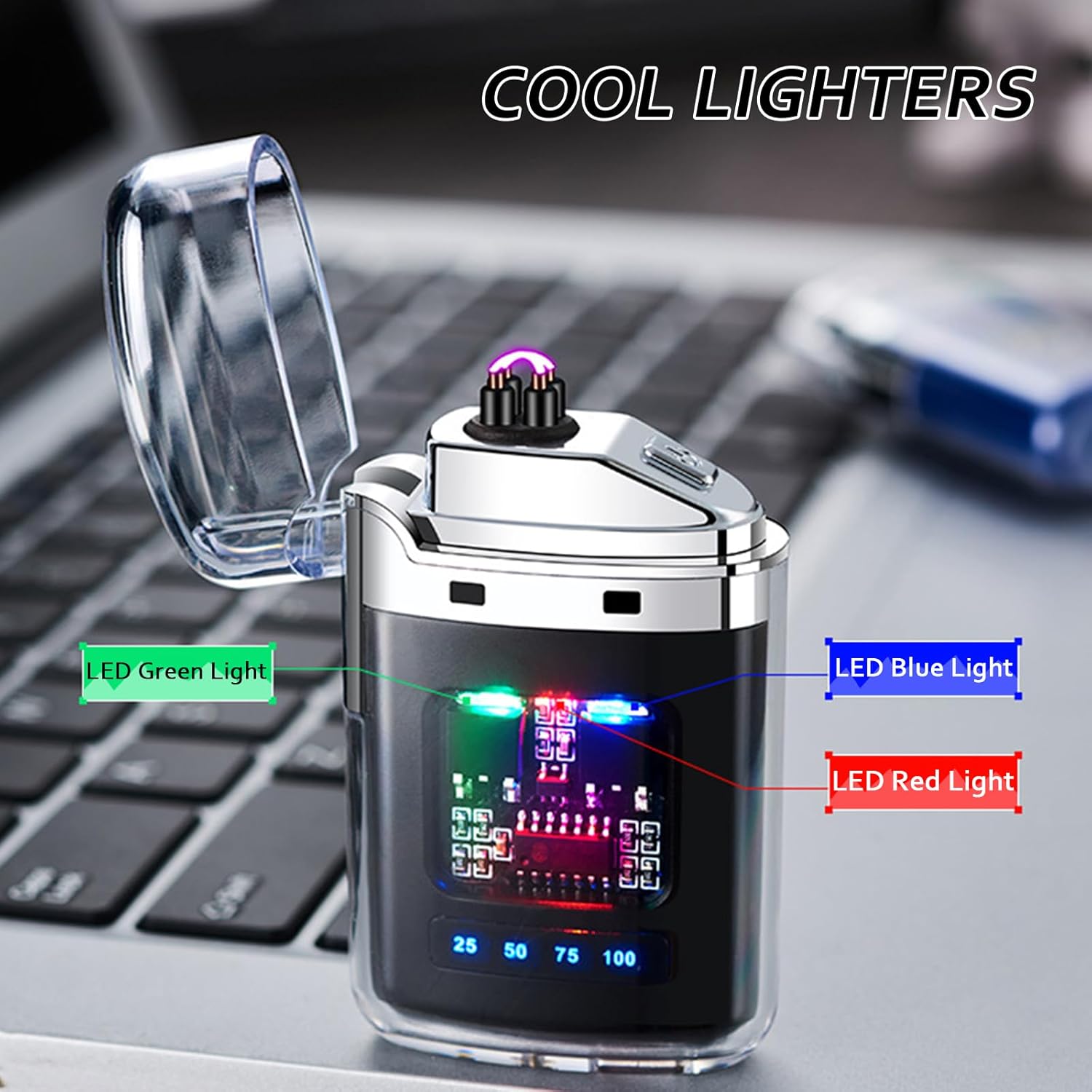 Rechargeable Dual Electric Arc Lighter with LED Display