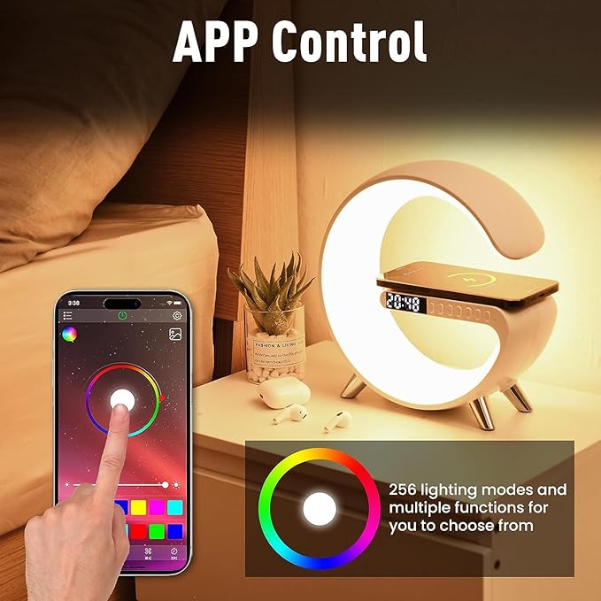 G Shape Lamp with Bluetooth Speaker and Wireless Charger