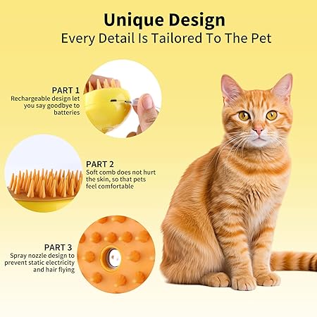 Rechargable Pet Steamer Brush