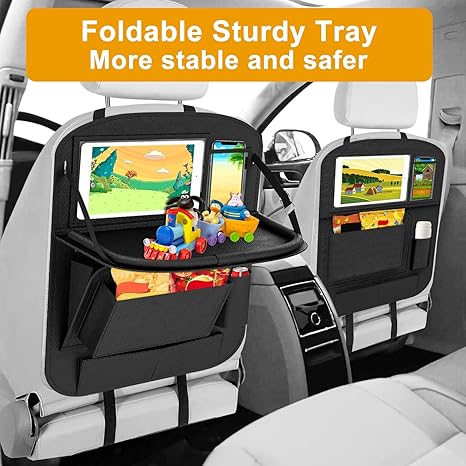 Multifunctional Car Back Seat Organizer With Foldable Table Tray Artificial Leather