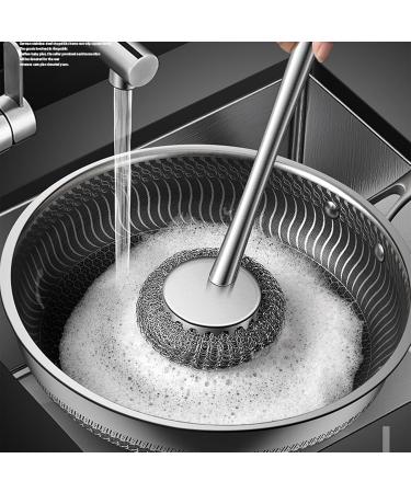 Long Handle Stainless Steel Wire Ball Cleaning Brush