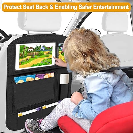 Multifunctional Car Back Seat Organizer With Foldable Table Tray Artificial Leather