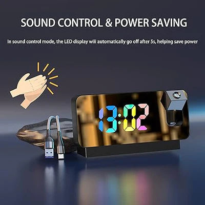 COLOR LED RECHARGEABLE PROJECTION ALARM CLOCK WITH PROJECTION ON CEILING