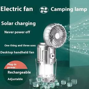 3 in 1 Portable Solar Outdoor Led Camping Lantern with Fan