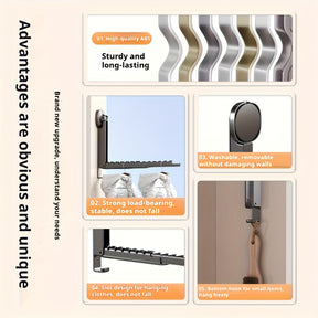 Wall Mounted Suction Cup Foldable Clothes Drying Rack