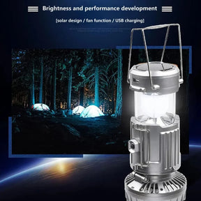 3 in 1 Portable Solar Outdoor Led Camping Lantern with Fan
