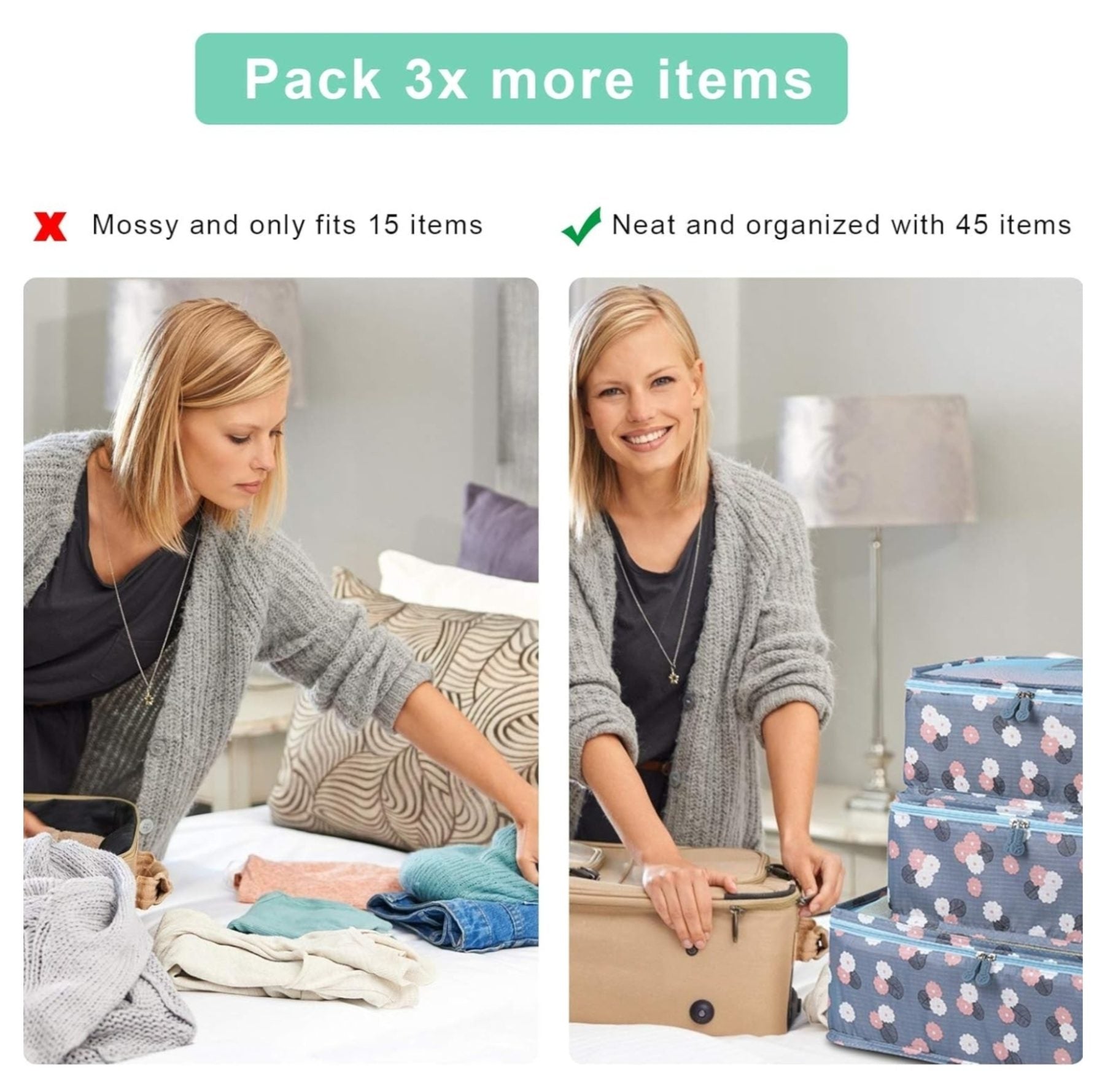 Set Of Travel Storage Bags for Luggage Organizer