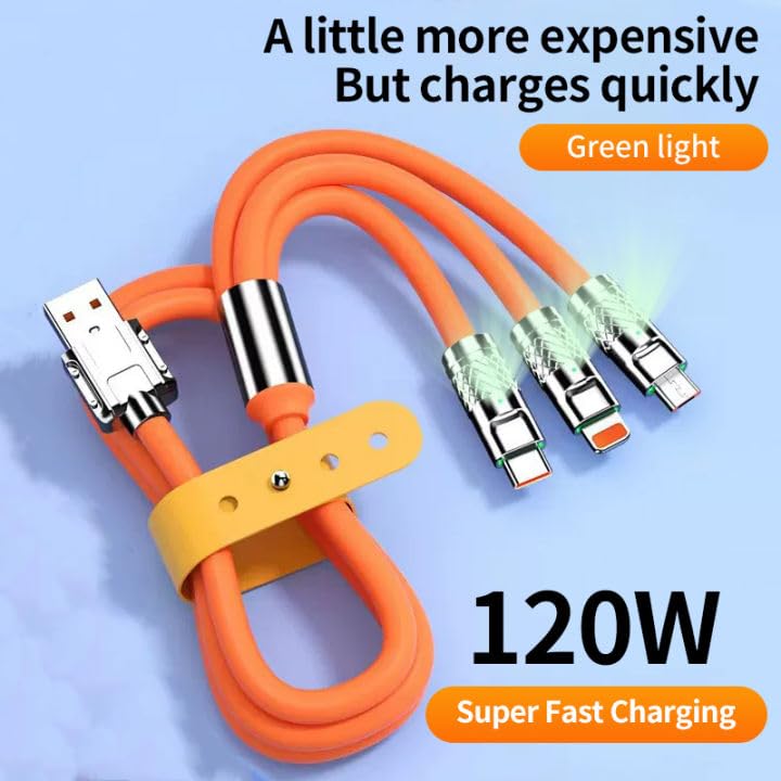 120W 6A 3in1 Type C Fast Charging Usb Cable