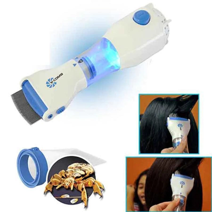 MULTIPUROSE ANTI LICE AND NITS REMOVING V-COMB ELECTRIC MACHINE PAINLESS AND CHEMICAL FREE.