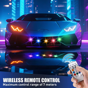 7 Colors  Magnetic Car Interior Stobe Lights With Remote Control