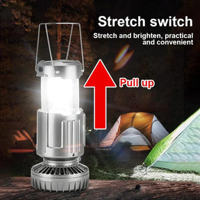 3 in 1 Portable Solar Outdoor Led Camping Lantern with Fan