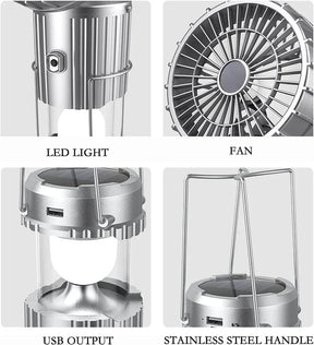 3 in 1 Portable Solar Outdoor Led Camping Lantern with Fan