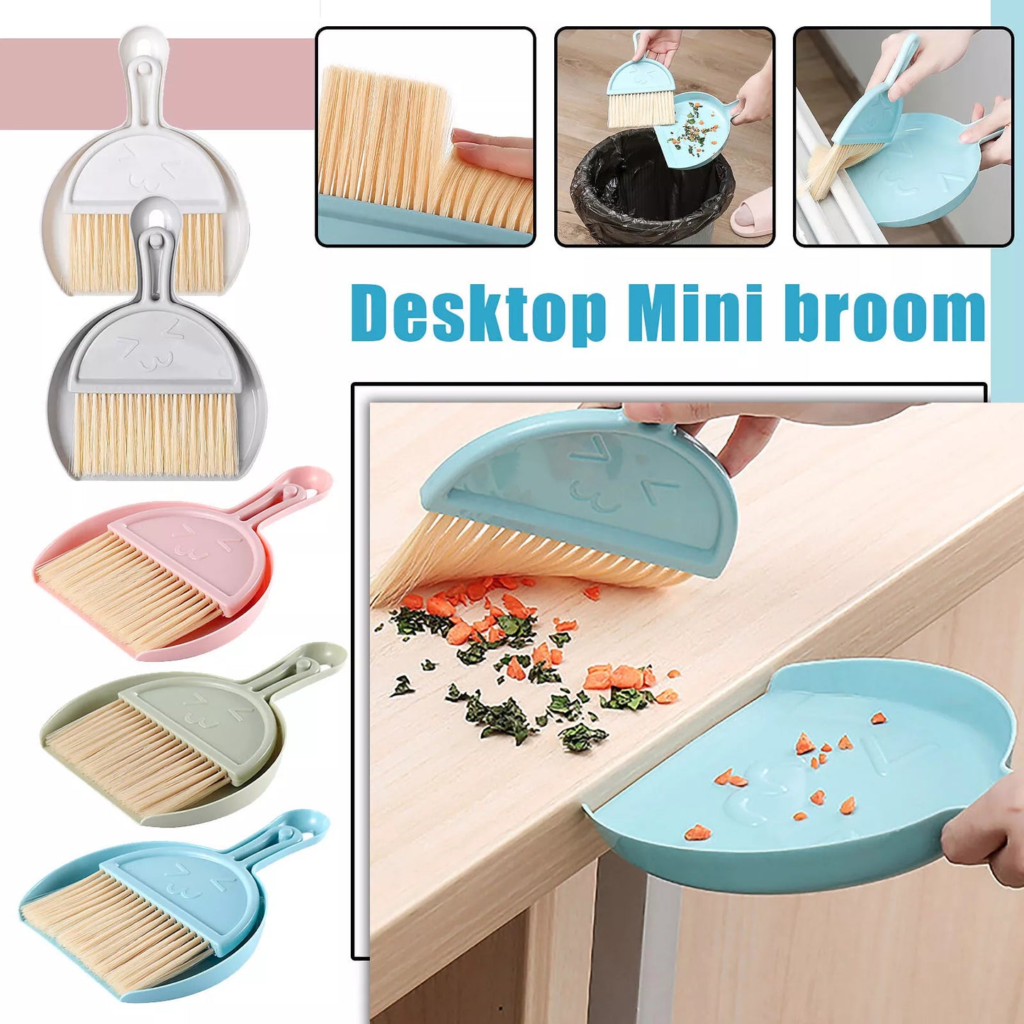 Mini Broom With Dust Pan and Hanging Holder