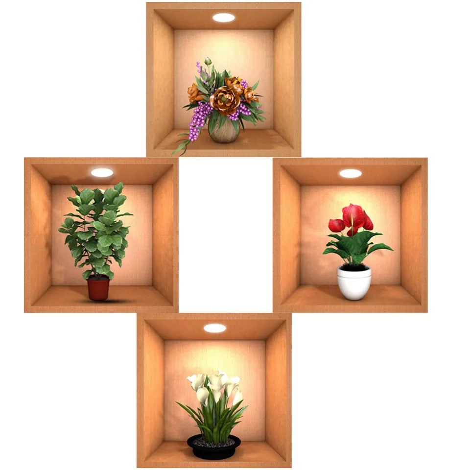 3D Mini Pots Sticky Wallpaper