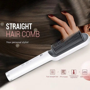 Comb Straightener & Curling Iron For Smooth Hair Look