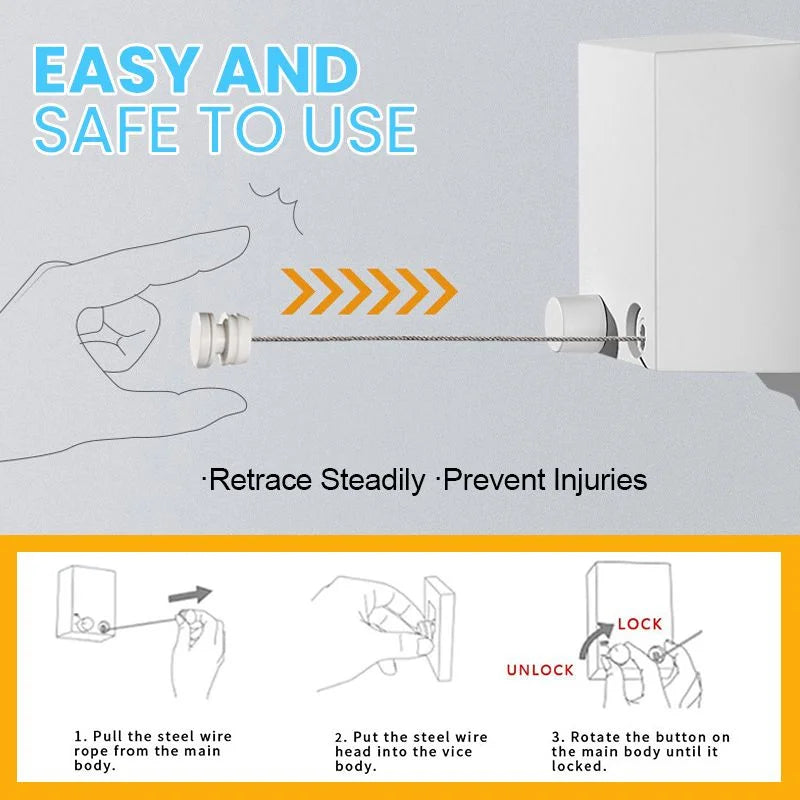 Retractable Clothesline with Secure Lock