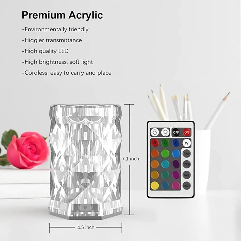 Crystal Lamp, Touch Control Rose Crystal Table Lamp With 16 RGB Color ( FREE SHIPPING )